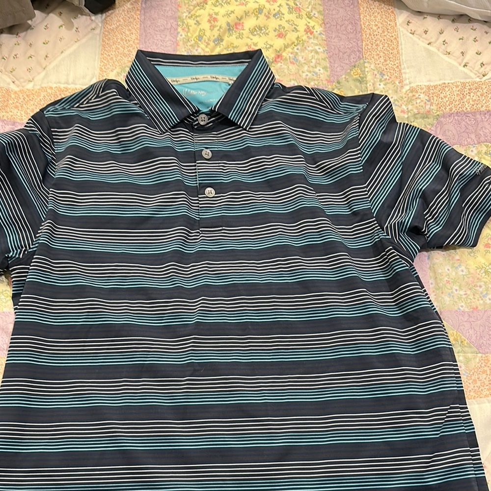Men's Golf Striped Polo Shirt - Blue